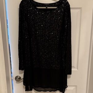 Eileen Fisher Black Sparkle Long Sleeve Dress